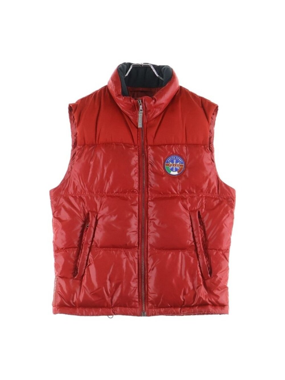 Prada Sport Zip-up Nylon Down Vest Red with Logo Patch